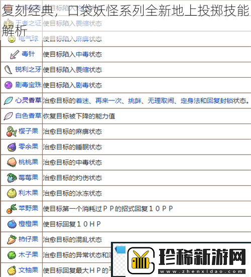 复刻经典-口袋妖怪系列全新地上投掷技能解析